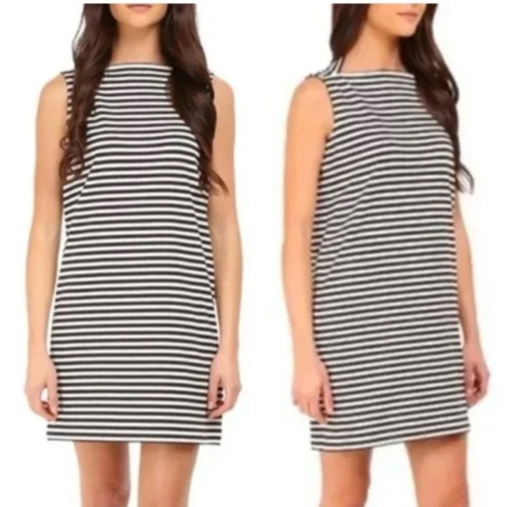 Kate Spade Dress Large Broome Street Everyday Shift Dress Black & White Stripe